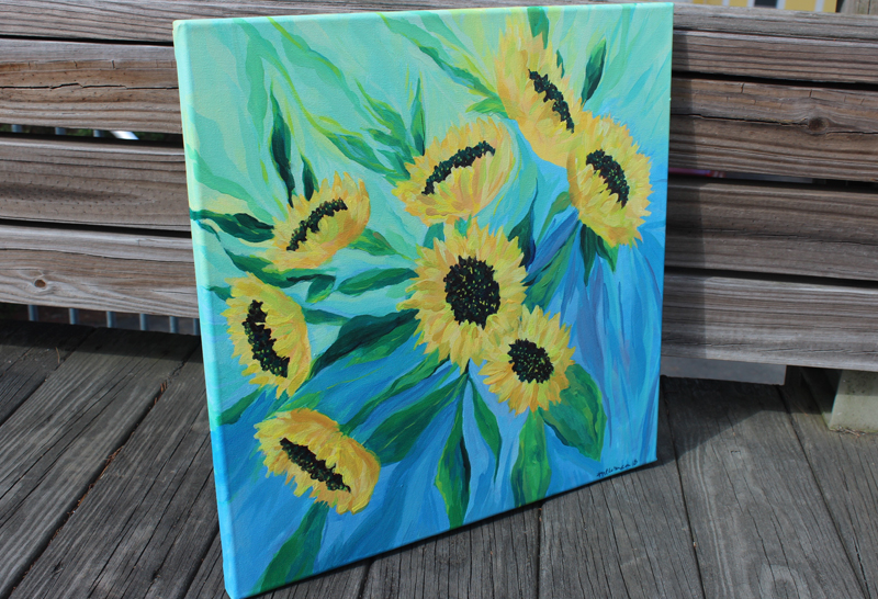 Sunflower Day on Blue by Terese Newman