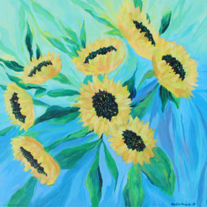 Sunflower Day on Blue by Terese Newman